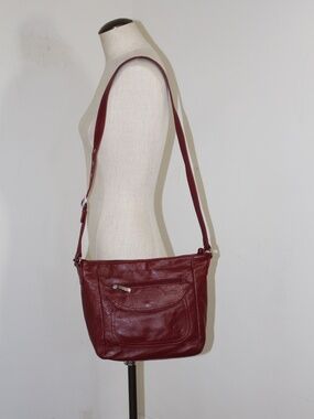 Stone & Co. Burgundy- deep red pebbled Leather Crossbody Shoulder Bag